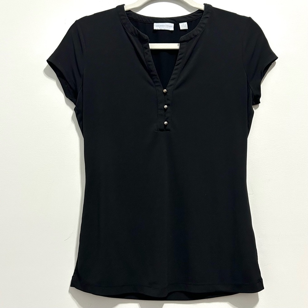New York & Company Women’s Black 3-Button Blouse